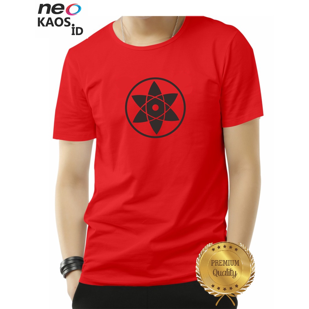 KAOS NARUTO MOTIF MATA SHARIGAN OBITO SASUKE MADARA  KAOS ANIME KARTUN WARNA MERAH HITAM PUTIH