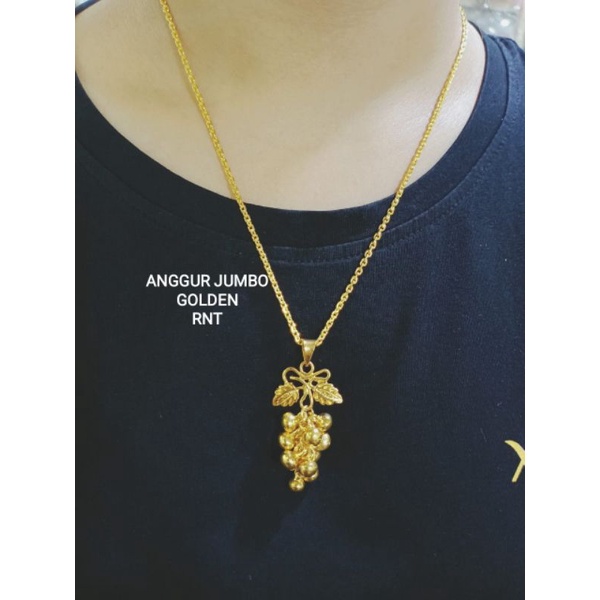 Kalung anggur golden, emas london lapis cairan mas 24 k,bisa disepuh ulang