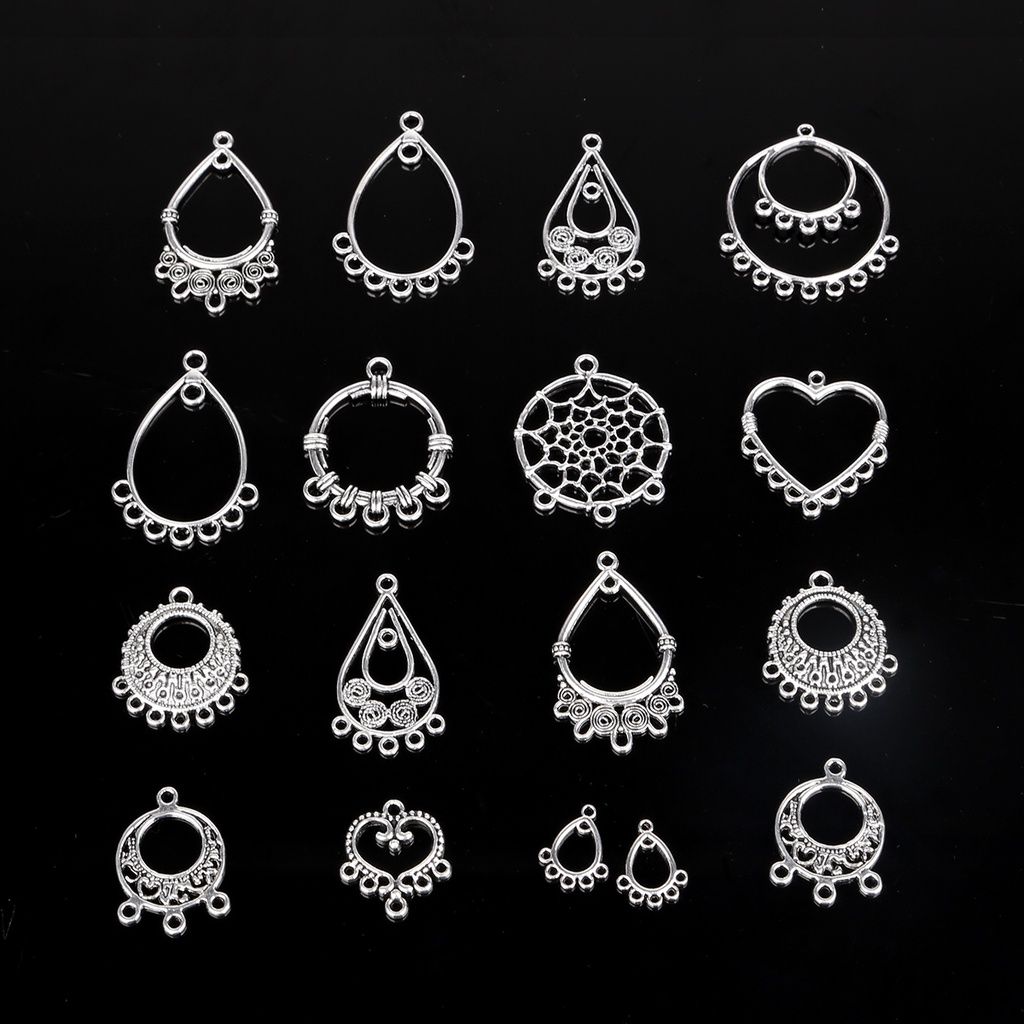 10 Pcs Antik Warna Perak Logam Paduan Vintage Anting-Anting Pesona Konektor untuk Membuat Perhiasan Diy Anting-Anting Temuan Aksesoris