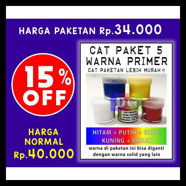 

BANTING HARGA CAT TEKSTIL / LUKIS UTK KAOS / KANVAS / TAS / SEPATU - PAKET 5 WARNA PERALATAN MELUKIS