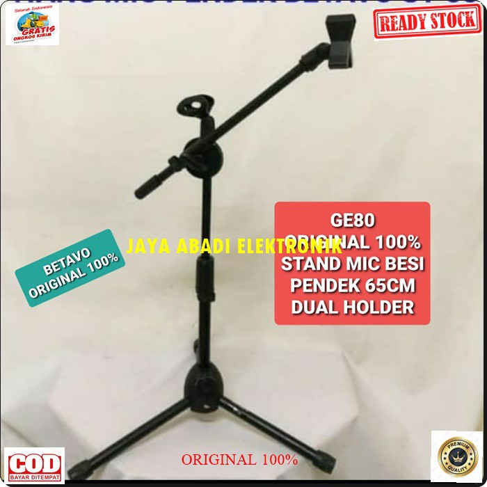 G80 ORIGINAL BETAVO STAND MIC 65 CM MIK DUAL DOUBLE KAKI TIGA HOLDER STANDING MIKCROPHONE PENYANGGA UNIVERSAL MIKROPHONE TIANF PEGANGAN TRIPOD ASLI GANTUNGAN HANGER BISA SEMUA JENIS MIC BAHAN BESI DAN BISA DIATUR KETINGGIANNYA