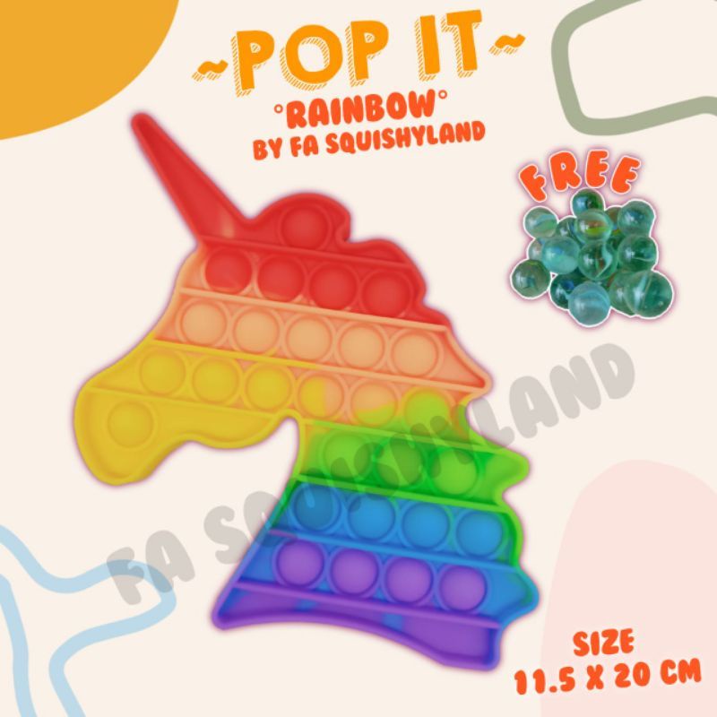 (FREE KELERENG) POP IT RAINBOW JUMBO POP IT MURAH-Unicorn