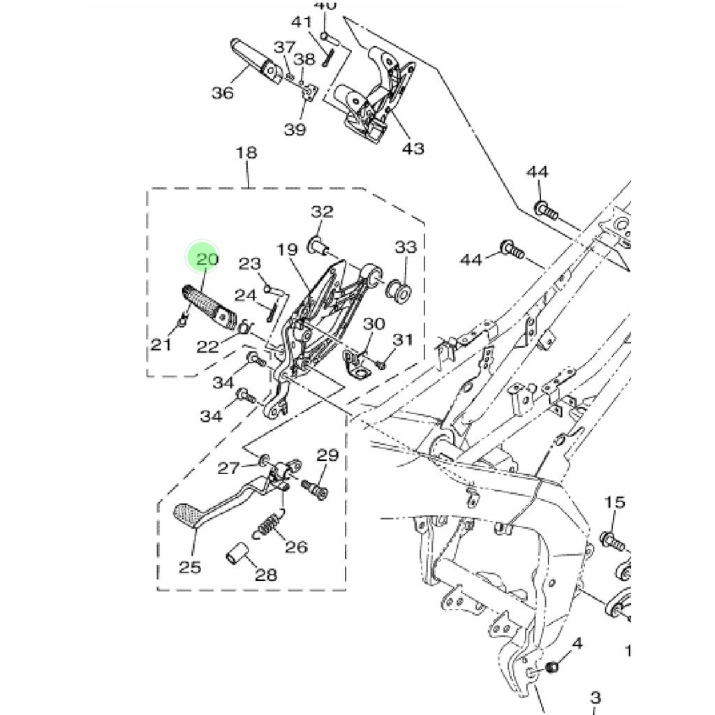BESI FOOTSTEP FOOTREST FOOT STEP REST INJEKAN KAKI DEPAN KANAN R15 OLD LAMA V2 XABRE ORI YGP 20P-F7461-00