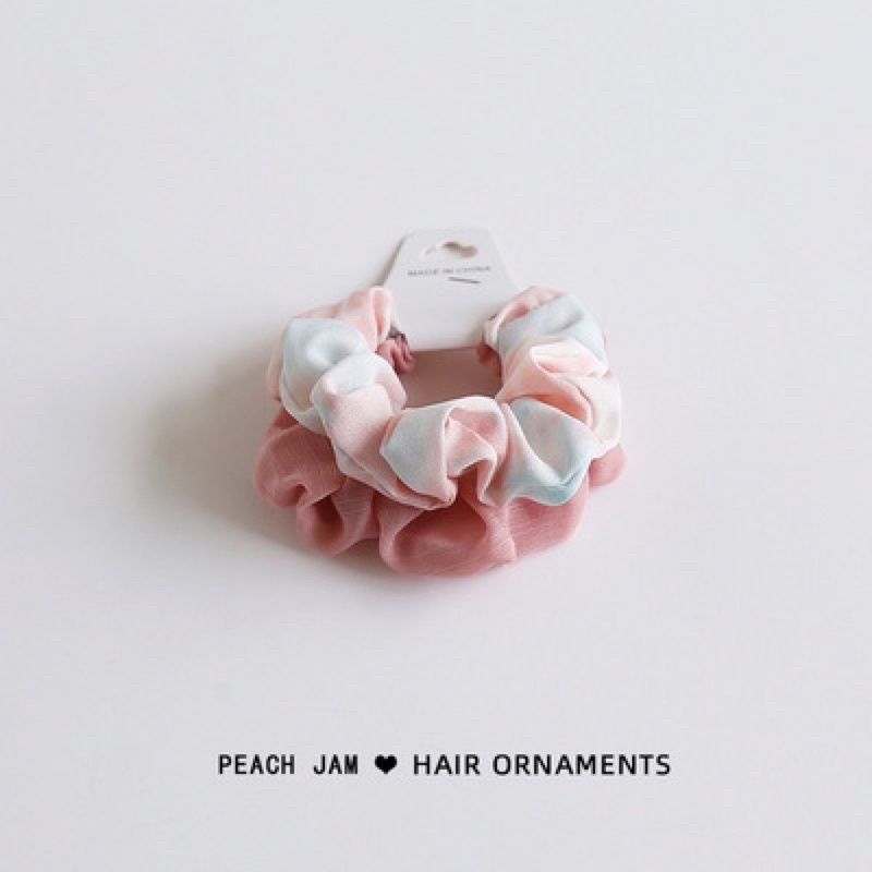 Ikat Rambut Simple / Paket Scrunchy Korea / Korean Scrunchies Set / Cepol Hijab-Pink set