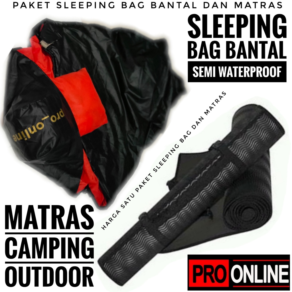 Sleeping Bag Bantal Waterproof Dan Matras - Paket Selimut Kemping Dan Matras Camping Outdoor