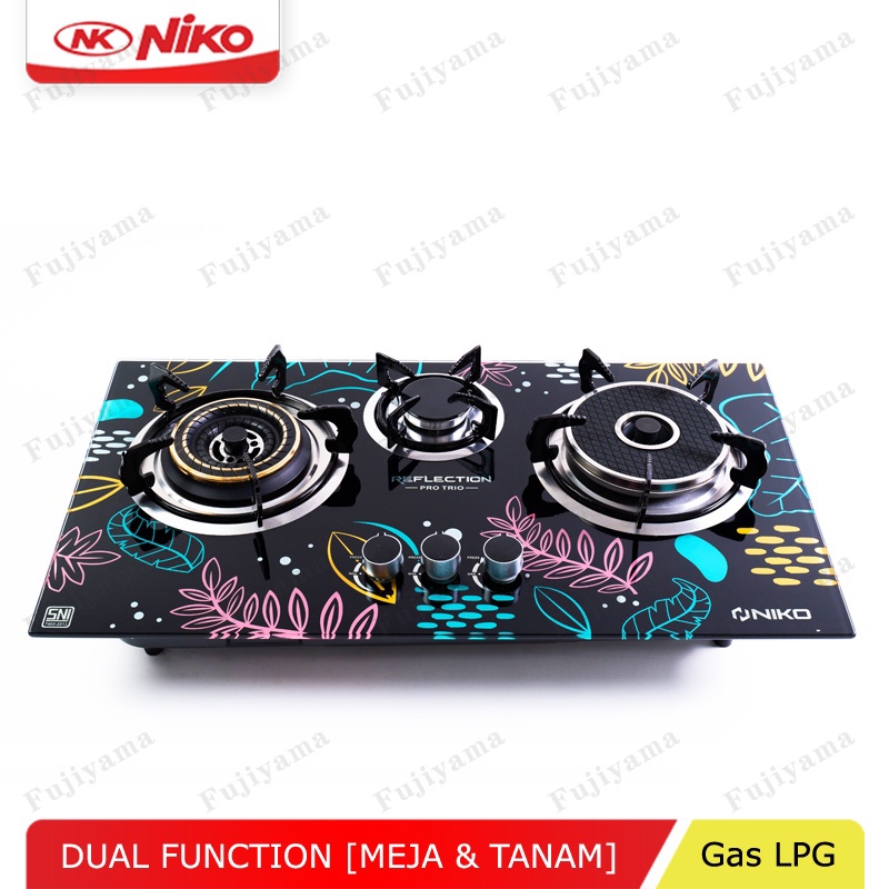 （Kompor Tanam）Murah Kompor Gas Kaca 3 Tungku - NIKO Reflection TRIO&amp;TRIO PRO