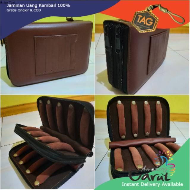 Tas Akik Koper akik bahan kulit asli 18 slot istimewa untuk menyimpan batu bacan | garut | pirus