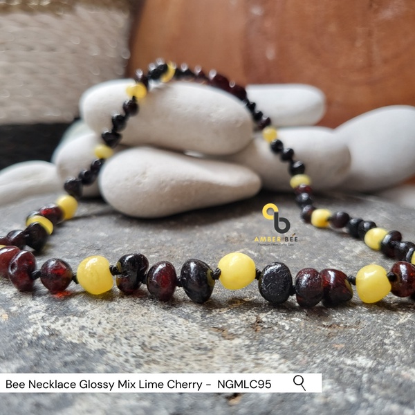 Kalung Amber Anak Premium Mix Cherry Lemon by Amber Bee NGMLC95
