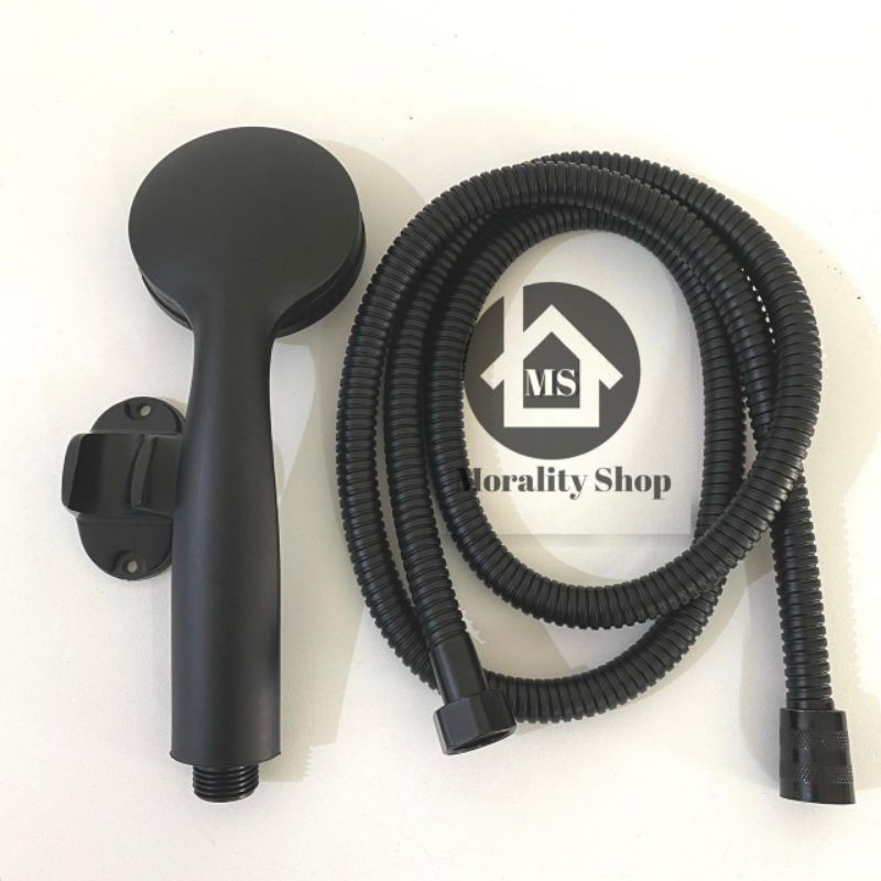 Super Shower hemat air HITAM 19007- Hand Shower Set irit air BLACK saving shower spa H15