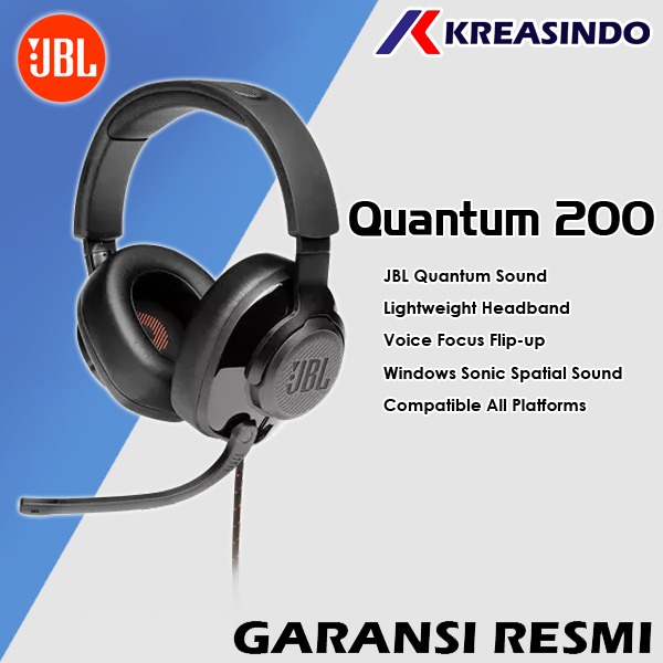 JBL Quantum 200 / Q200 Wired Over Ear Gaming Headset Headphone Resmi