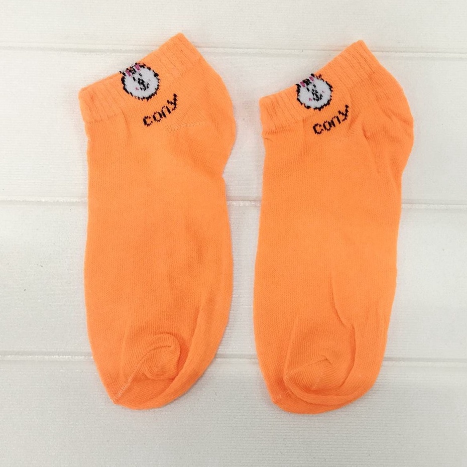 INDOMINI Kaos Kaki Ankle Beruang Kaos Kaki Pendek Semata Kaki Motif Brown Line Unisex R109-KELINCI OREN