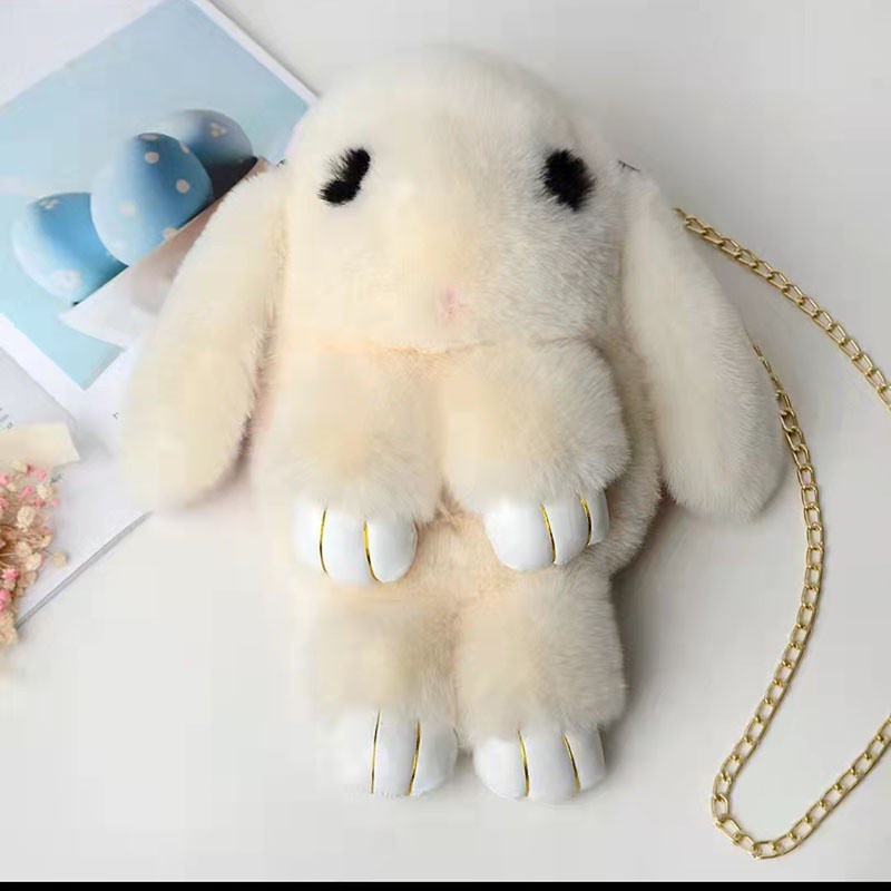 Tas Selempang bulu kelinci lucu imut gemoy Wanita Baru Boneka Kasual Tas Kepribadian Kartun kelinci rabbit 2305