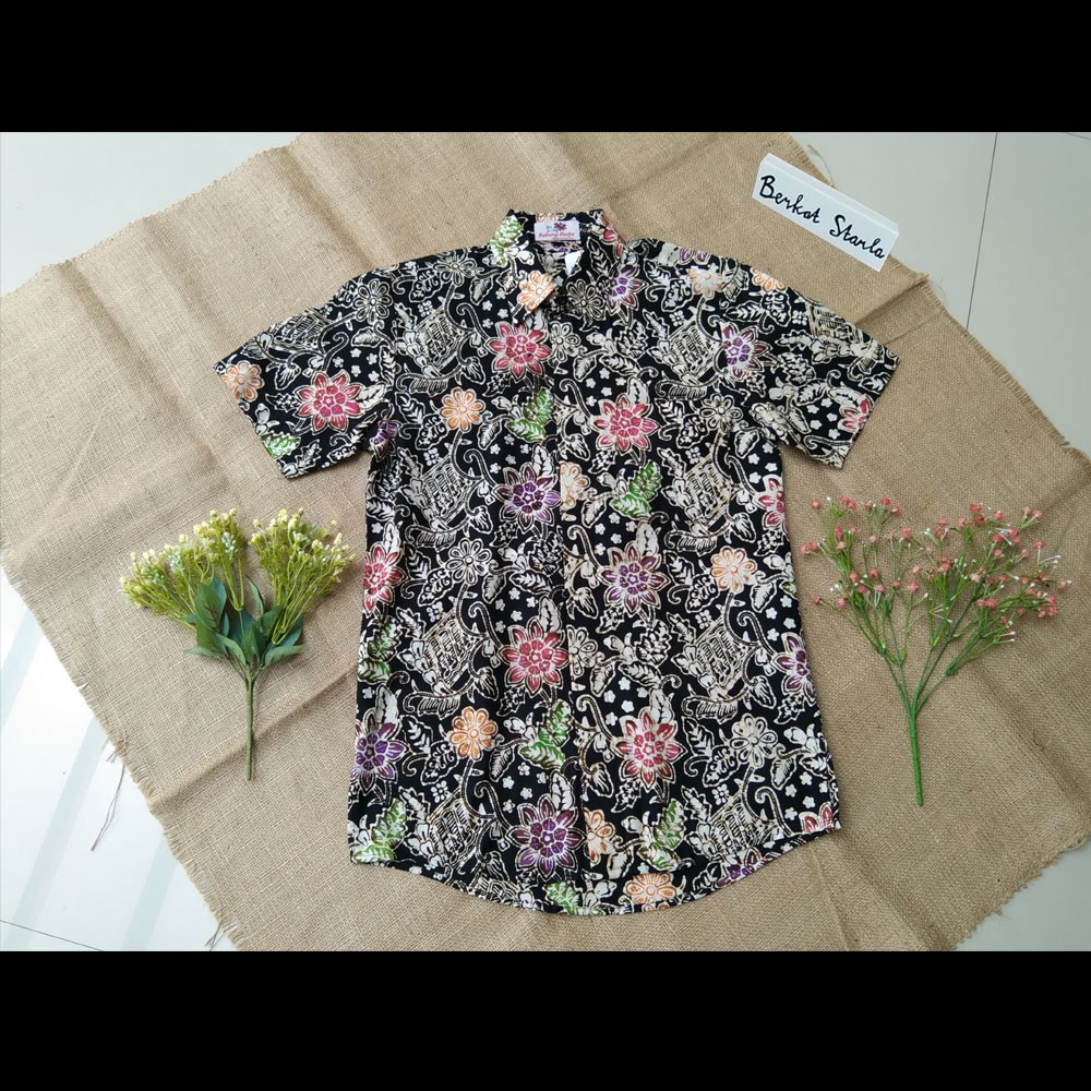 Kemeja Batik Pria/ Hem Batik Pria/ Hem Batik Bledhak Kembang Dahlia hb27s