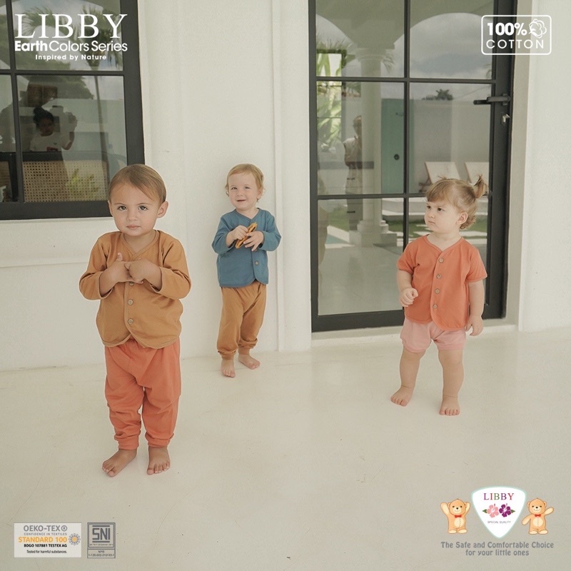 Libby Baby EARTH COLORS Comfy Set /Setelan Baju Kancing Depan Panjang Anak