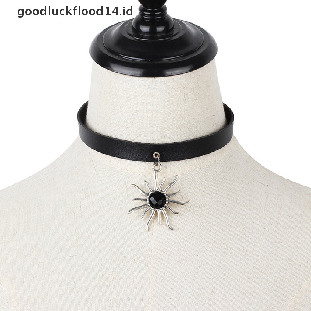 [OOID] Punk Gothic Spike Choker PU Leather Collar Pendant Necklace Statement Jewelry ID