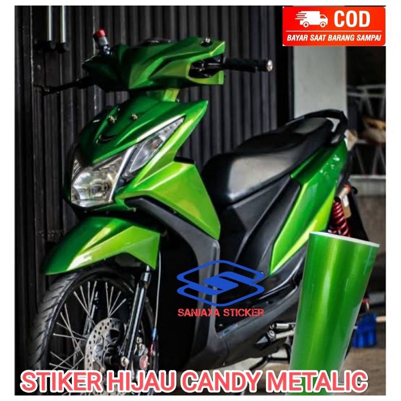 Stiker Motor Hijau Candy Metalic Skotlet Motor Hijau Metalic Candy