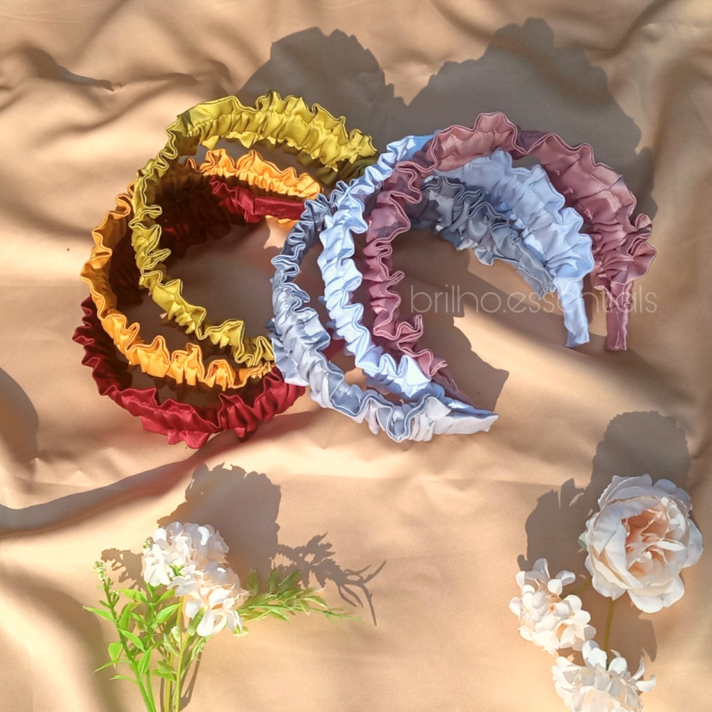 BANDO SERUT NAGITA RUFFLE SATIN VELVET BANDANA SCRUNCHIE BESAR