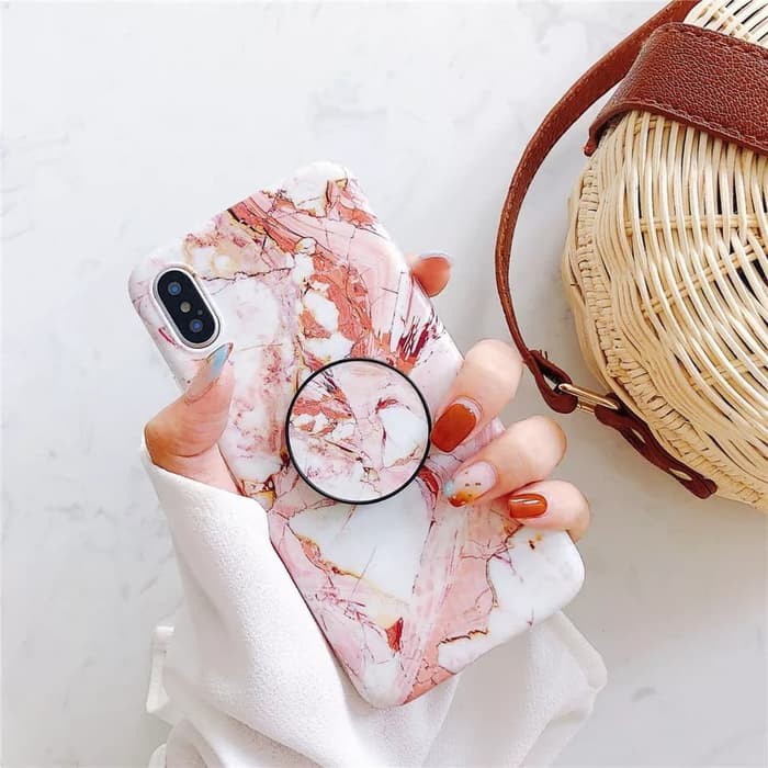 iphone Case marble with grip stand holder, iphone 6, 7, 8, X, XS, XR