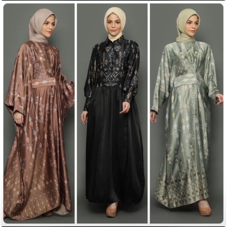 Bahan Kain Diorsilka Aleshaa Etnik Batik / bahan gamis mukena / kain silk meteran sage murah