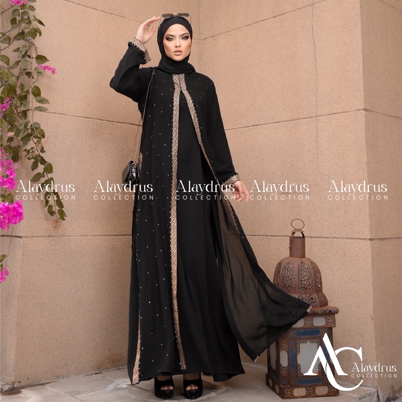 Baju Muslim Abaya Bordir Gamis Maxi Dress Arab Saudi Bordir Zephy Turki Umroh Sifon tengah India