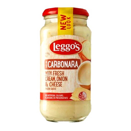 PASTA SAUCE CARBONARA CREAM, ONION &amp; CHEESE LEGGOS 490GR