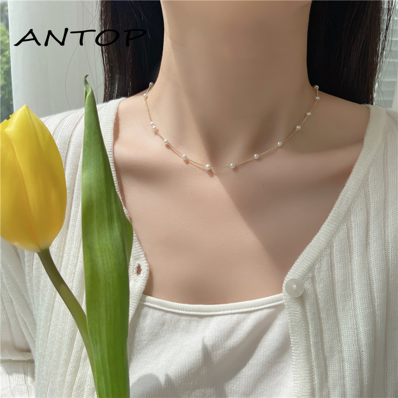 Adjustable Fashion Classic Clavicle Pearl Necklace Exquisite Gold Necklace ANTOP