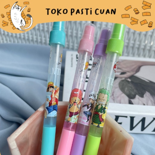 pulpen bolpen semprotan handsanitizer karakter one peace anime (4/8/12 pcs) keperluan anak sekolah p