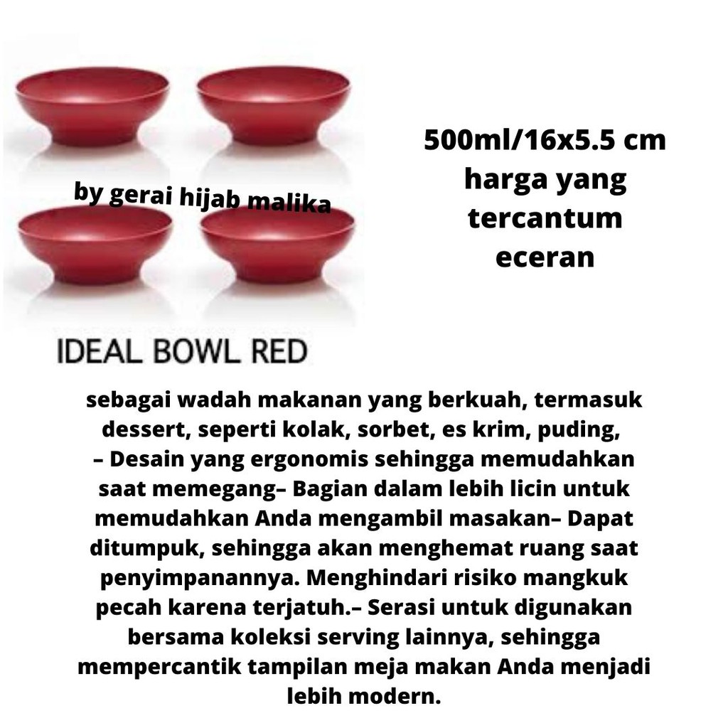 ideal bowl merah (eceran)/mangkuk
