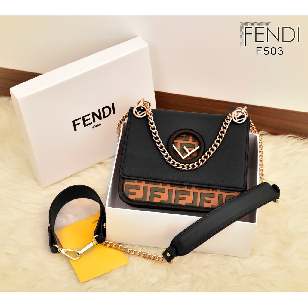 FENDI KAN I F Logo Small Chain Shoulder Bag  F503