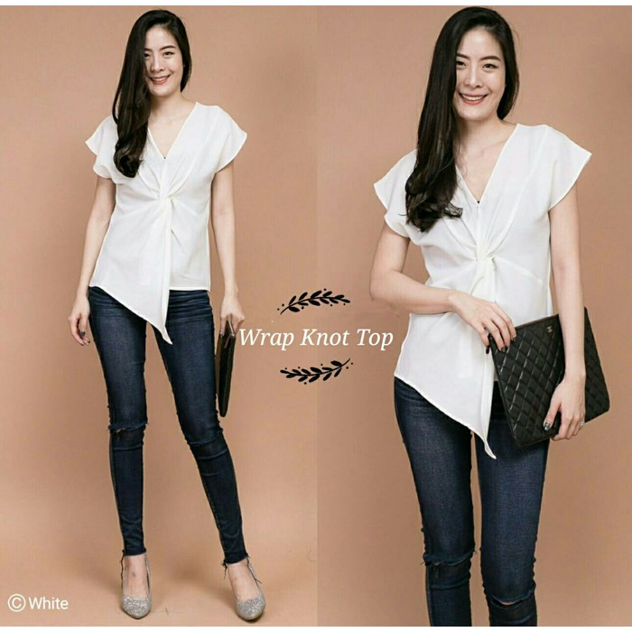 

Blessshopping Wrap Knot Top white