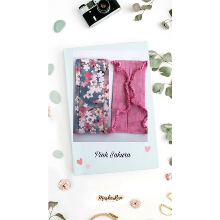 Maskerran - Masker Kain Premium Hijab model Pink Sakura