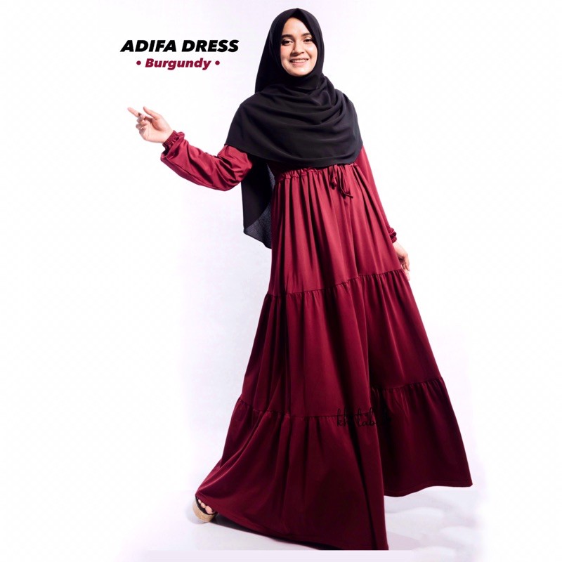 ADIFA DRESS | Gamis Jersey Rempel Susun | Gamis Daily Alamanda | Gamis Polos Ruffle