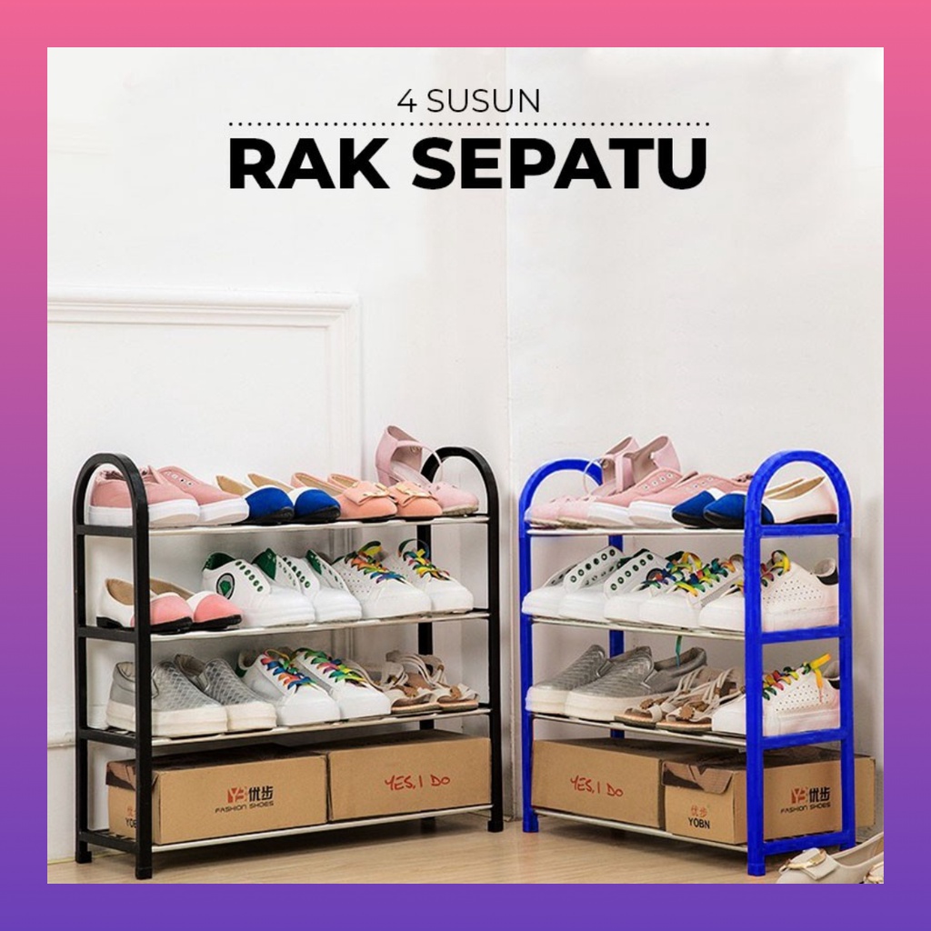 Rak sepatu 4 susun rak susun stainlles anti karat rak sepatu susun ada 2 varian warna