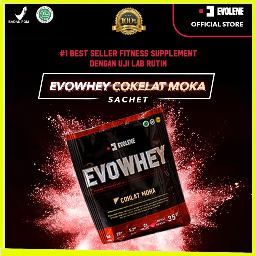 Whey Mocca 1 sachet  - Suplemen fitness pembentuk Otot - Defisit kalori - Susu Protein - Suplemen Fitness - Minuman Protein - Suplemen Workout Evolene Evoline Evolen