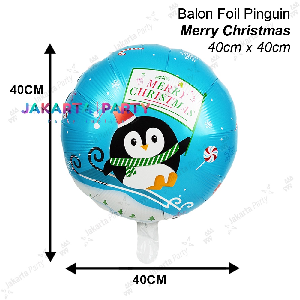 Balon Bulat Natal #7 / Balon Foil Bulat / Balon Foil Xmas / Balon Xmas