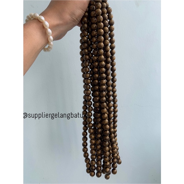 spacer resin bakar bulat 12mm bahan craft gelang kalung beads cokelat