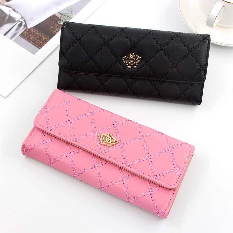 Dompet Panjang Lipat Bahan Kulit PU Kapasitas Besar Dengan Fashion Dompet Wanita Kode-#87