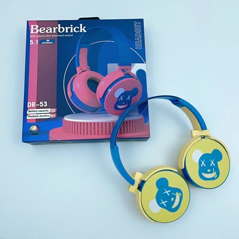 [ RD-53 BEARBRICK ] HEADPHONE BANDO BLUETOOTH / WIRELESS TYPE RD-53 KARAKTER BEARBRICK