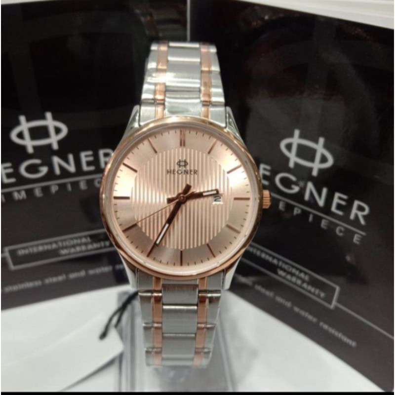 JAM TANGAN HEGNER 5050 WANITA SILVER COMBI PLAT ROSEGOLD ORIGINAL