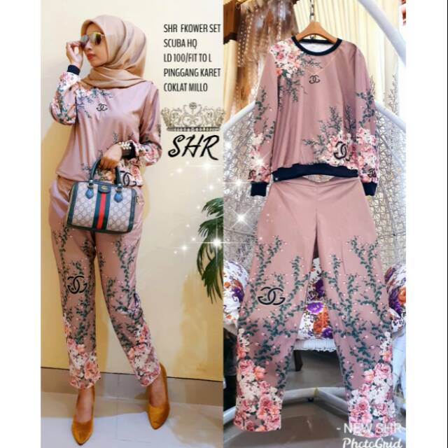 SHR setelan celana flower