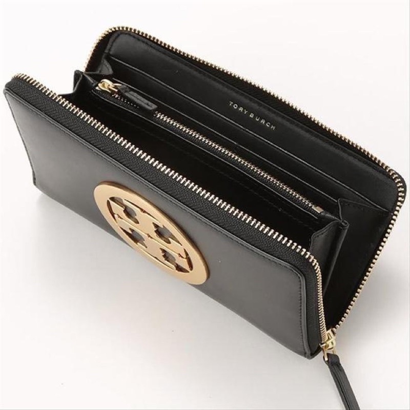 Tory Burch Black Charlie Zip Continental Wallet TB 54391