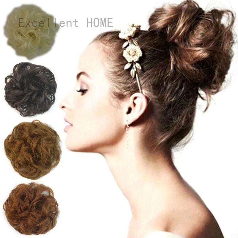 Uk Curly Messy Bun Hair Piece Scrunchie Updo Cover Hair Extensions