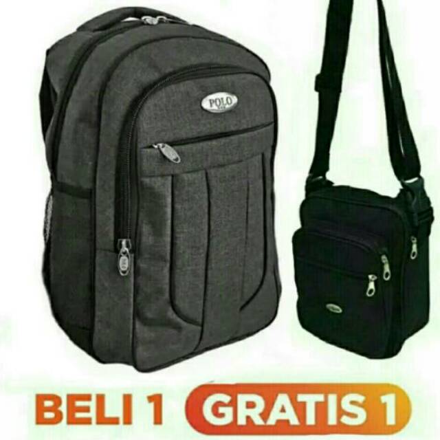 Tas Gendong Pria Polo Global 9608 Coklat Ransel Laptop Cowok Laki Laki Stylish Trendy