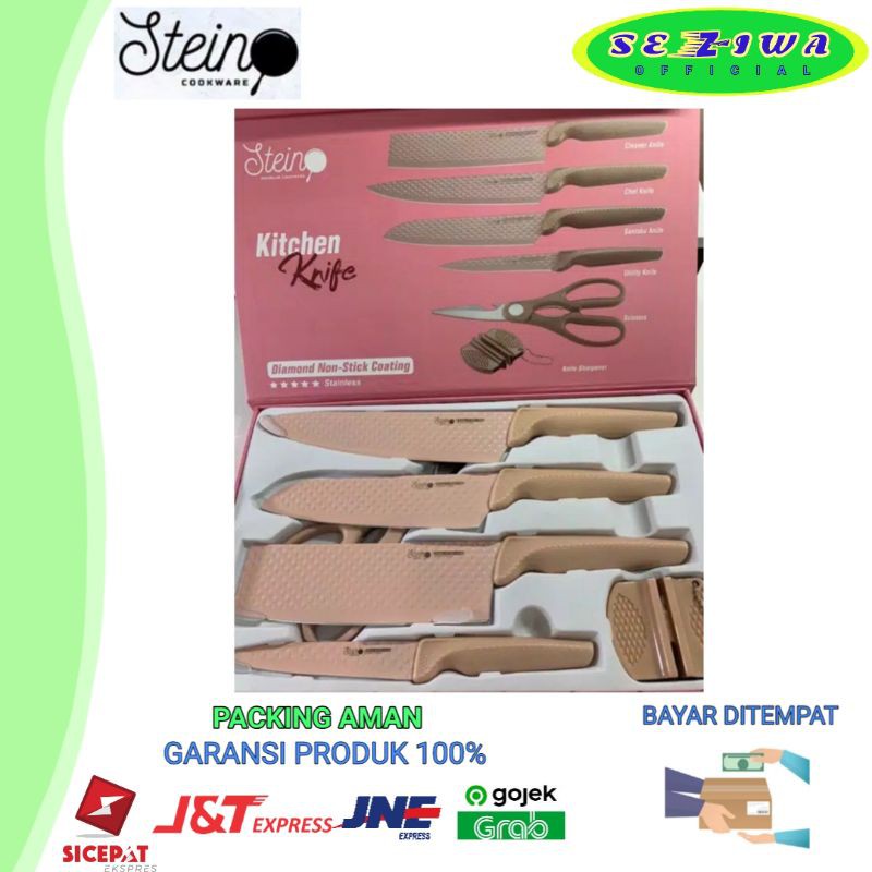 Pisau Set Stein Cookware Kitchen Knife Set Diamond Non-Stick Coating