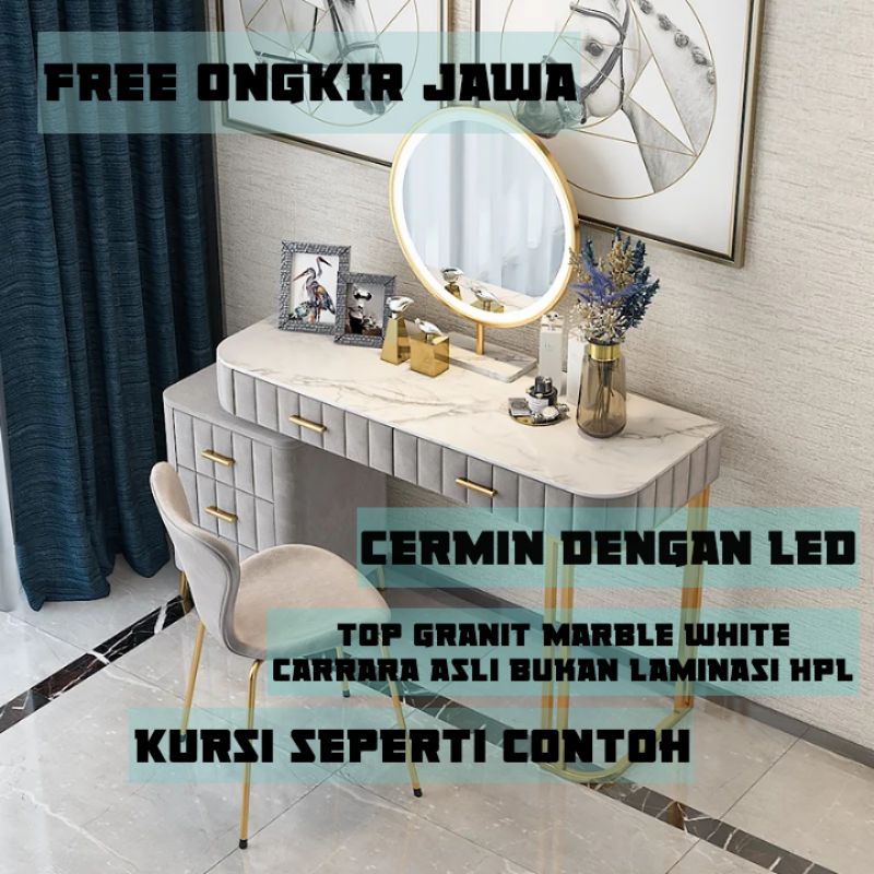 Set Tolet Meja Rias Dandan Make UP Mua Kosmetik Minimalis Aesthethic Estetik Modern cermin dilengkap