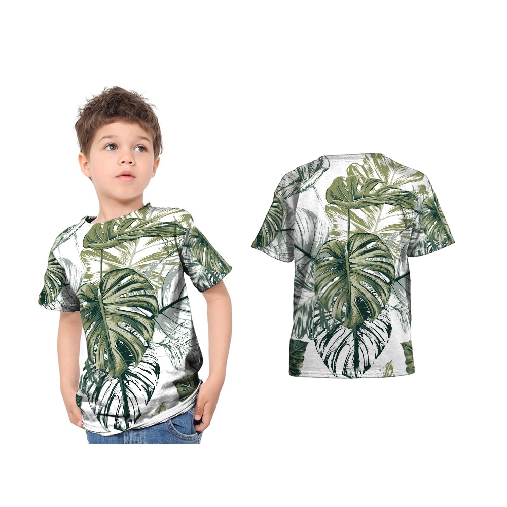 [Riashop] Kaos Anak Motif Bunga Monstera | Kaos Monstera | Kaos Daun Monstera