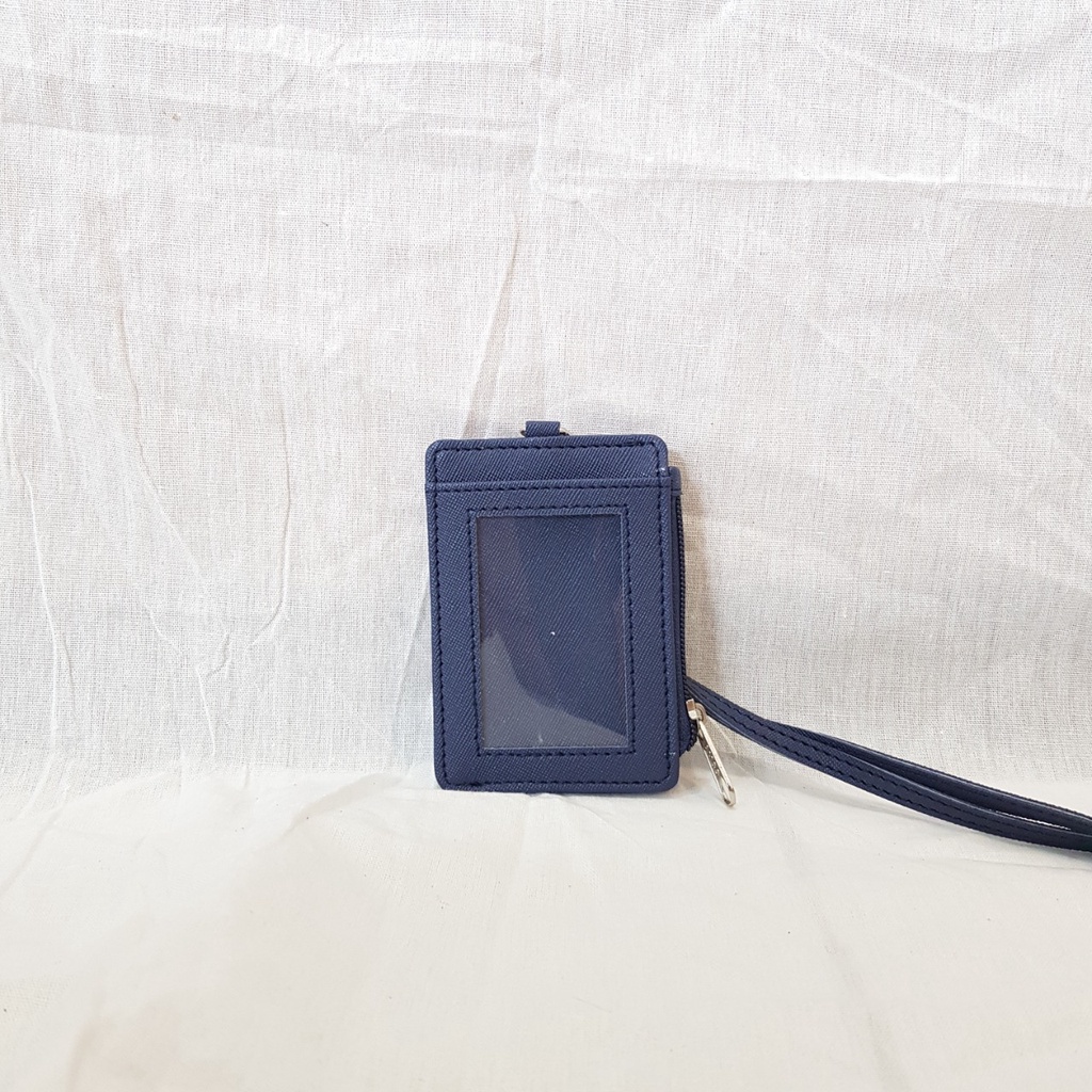 

Lanyard Flashee Resleting Navy Name Tag Seleting ID Card Holder Zipper Kulit Termurah PU Leather Lanyard NameTag