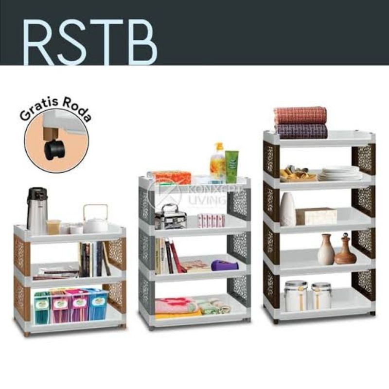 TABITHA RSTB RAK BUKU RAK SERBAGUNA PLASTIK BESAR SUSUN 3 SUSUN 4 SUSUN 5 RAK SALON RAK RODA PLASTIK