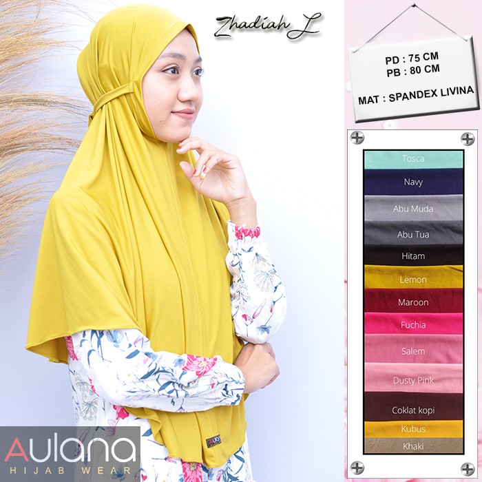 Jilbab ZHADIAH L Hijab Kerudung Bergo Tali Instan Terbaru Khimar Spandek Non Pad Murah-1