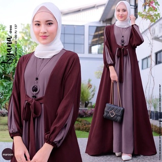 Baju Gamis Isyana Dress Terbaru 2022  Baju Kondangan Wanita Kekinian Long Muslim Busui Friendly #3